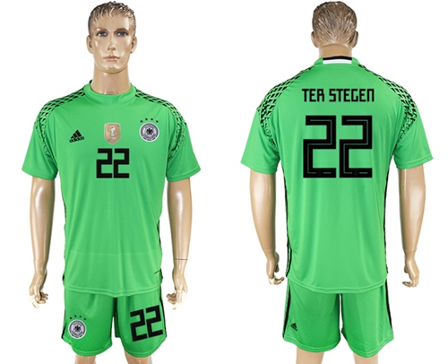 Germany #22 Ter Stegen Green Goalkeeper Soccer Country Jersey - Click Image to Close
